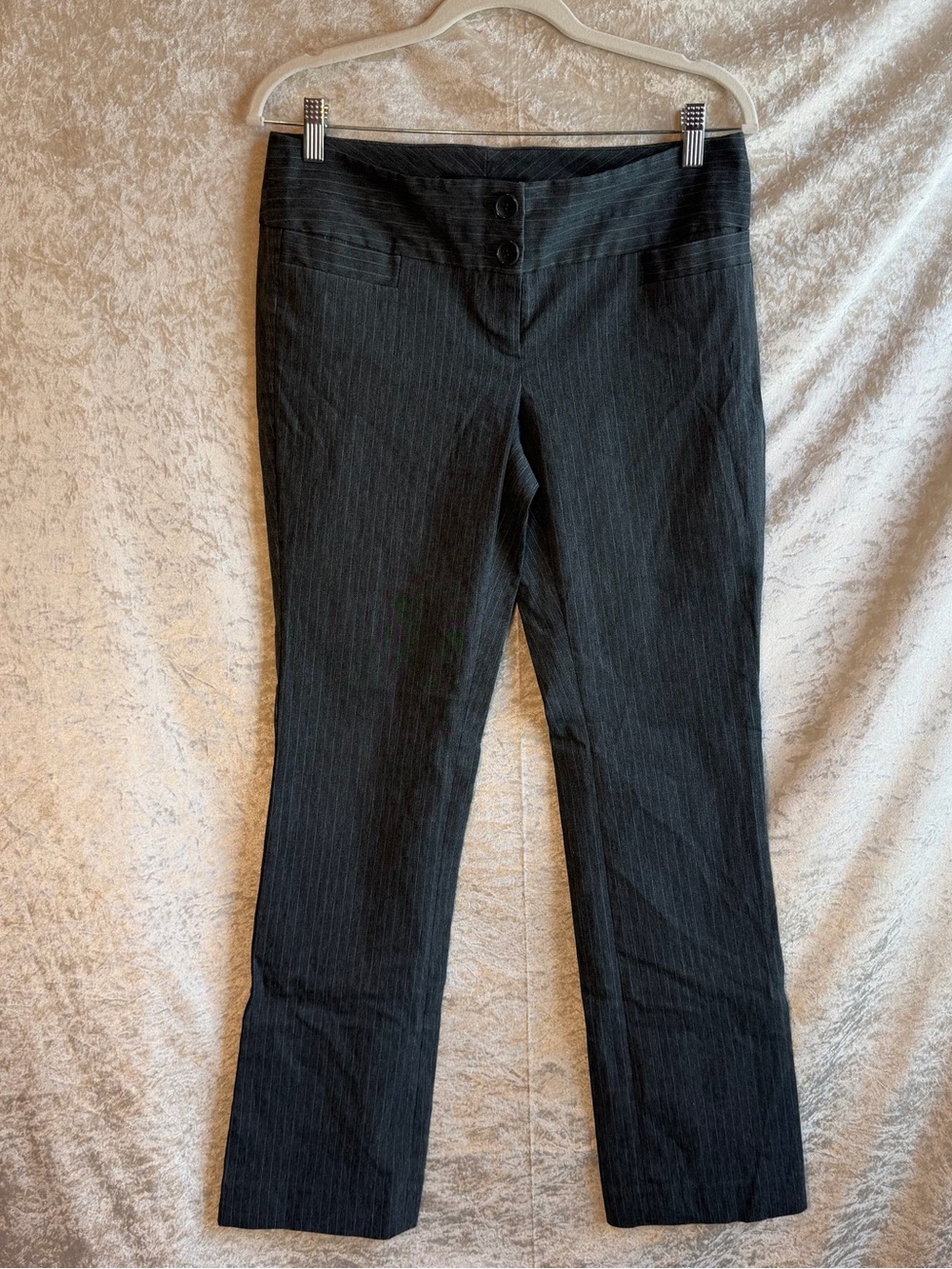 The Limited Ideal Stretch Gray Pinstripe Flare Dress Pants Y2K Office Trousers